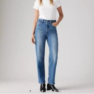 Levi's Ribcage Straight Ankle medium wash high waisted denim jeans